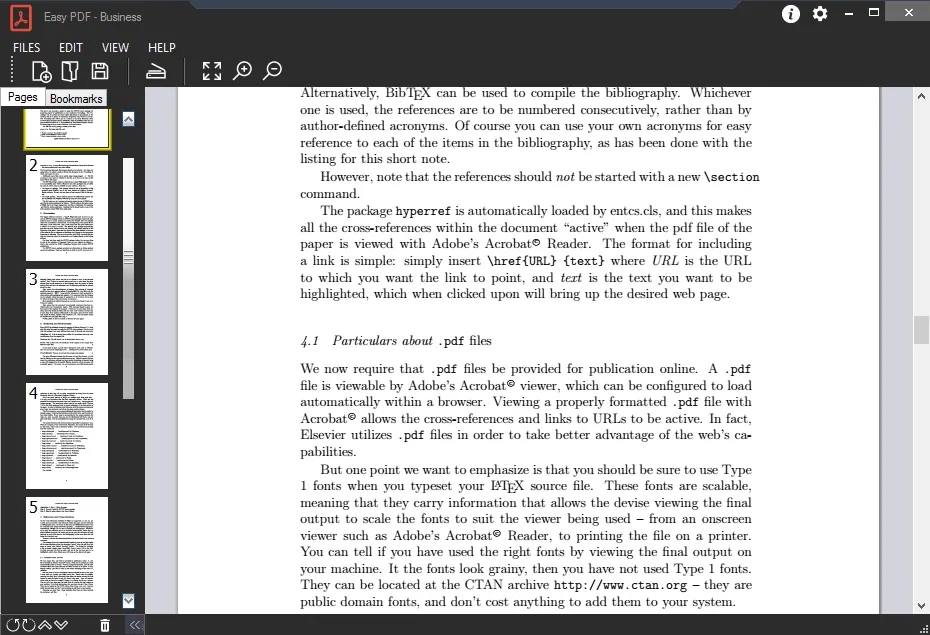 Easy PDF editor with page thumbnails and a document preview
